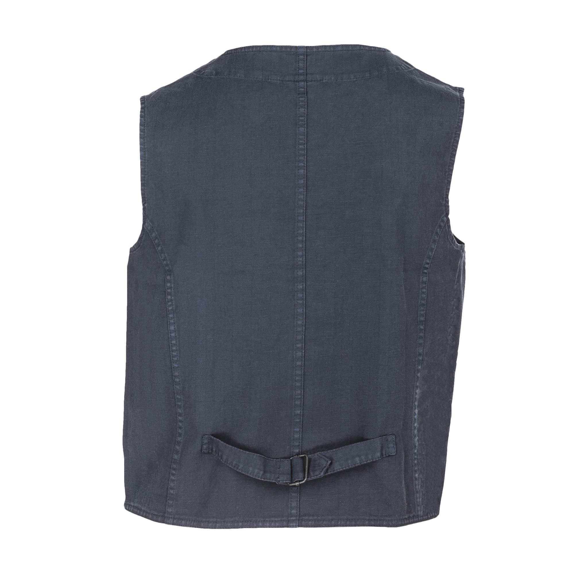 Workwear Vest Cotton/Linen Navy Herringbone B74