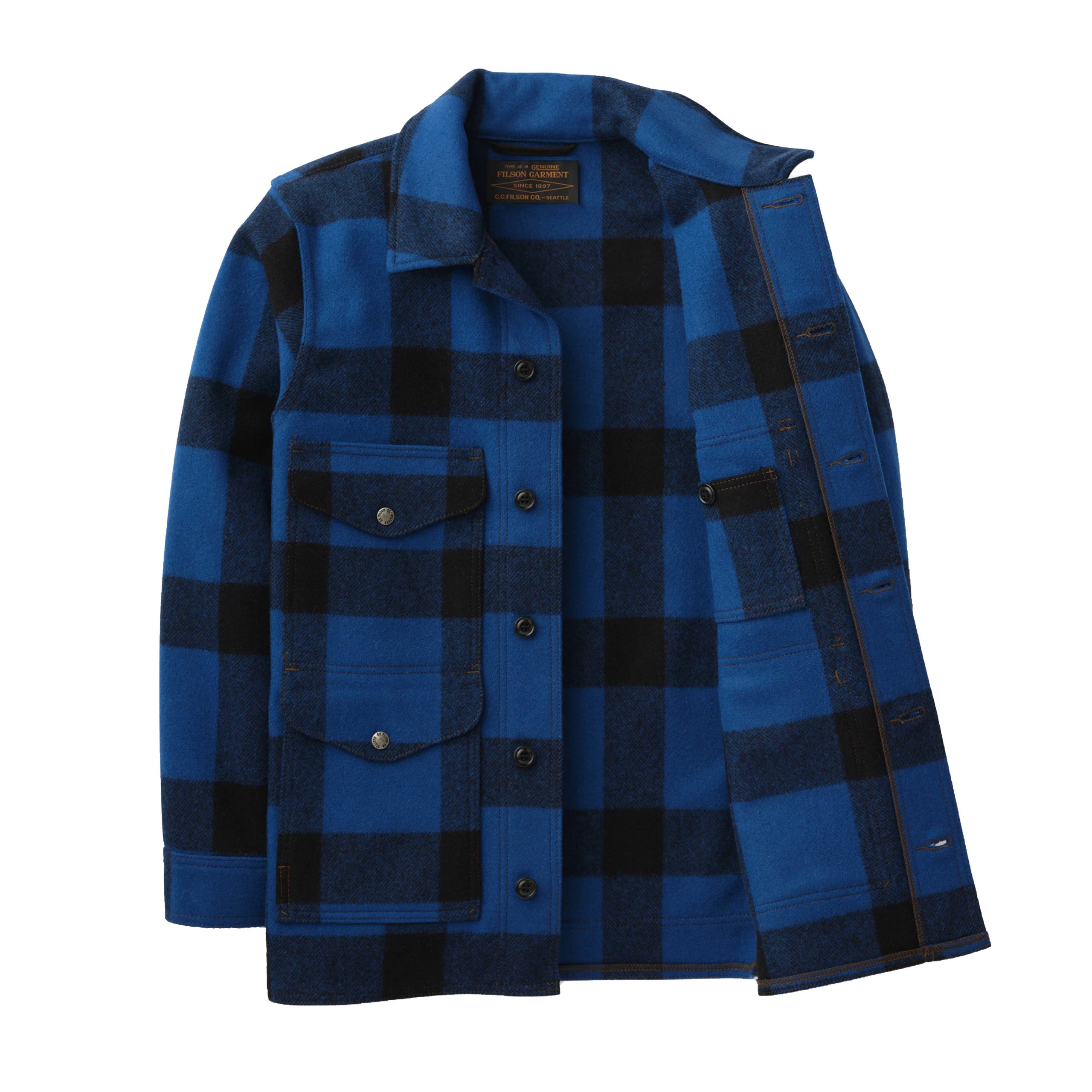 Mackinaw Wool Cruiser Jacket Cobalt Blue/Black Plaid – B74