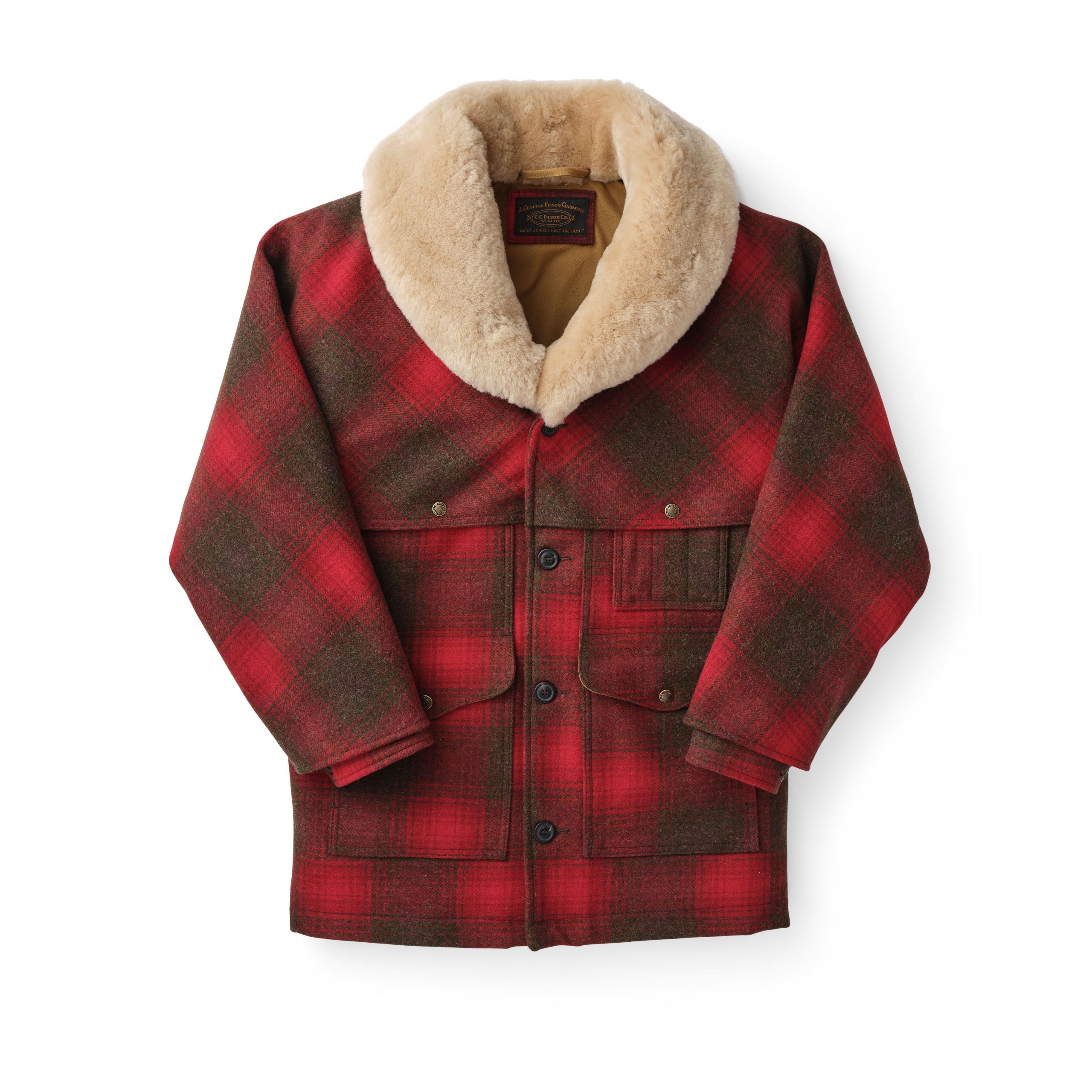Lined Wool Packer Coat Red Green Dark Brown – B74
